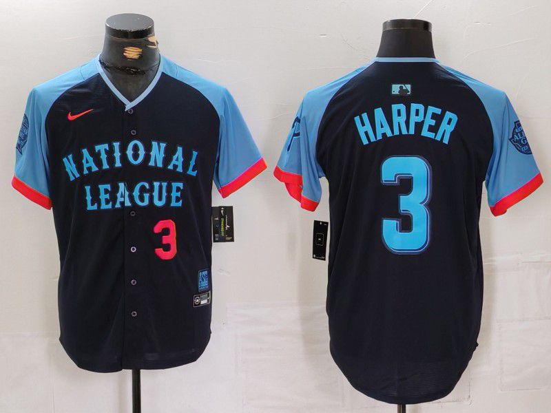 Men Philadelphia Phillies #3 Harper Blue All star 2024 Nike MLB Jersey style 3->san diego padres->MLB Jersey